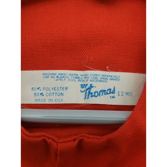 Vintage One Piece Baby Romper  Sleeves Red Thomas 12 mos USA made - Picture 6 of 6